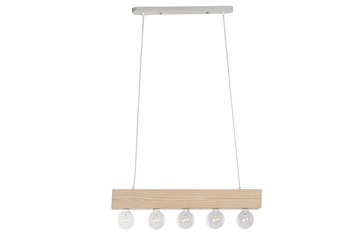 DKD Home Decor Lámpara de Techo de Madera 80x10x30 con 5 Bombillas E27