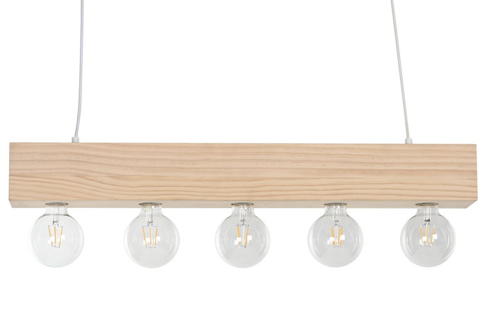 DKD Home Decor Lámpara de Techo de Madera 80x10x30 con 5 Bombillas E27