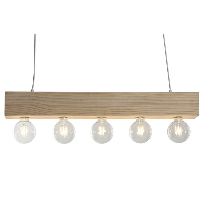 DKD Home Decor Lámpara de Techo de Madera 80x10x30 con 5 Bombillas E27