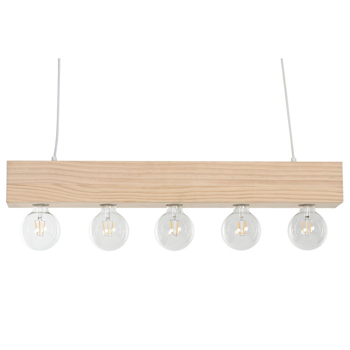 DKD Home Decor Lámpara de Techo de Madera 80x10x30 con 5 Bombillas E27