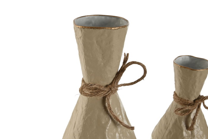 DKD Home Decor Set de 3 Jarrones de Metal Rugoso Blanco y Dorado DKD Home Decor Set de 3 Jarrones de Metal Rugoso Blanco y Dorado