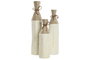 DKD Home Decor Set de 3 Jarrones de Metal Rugoso Blanco y Dorado
