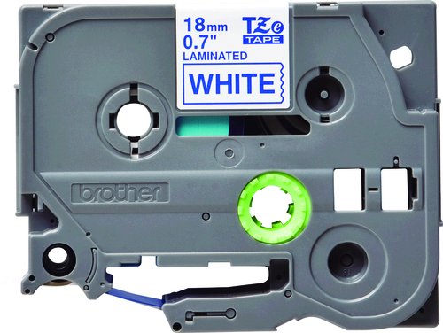 Brother TZe-243 Cinta Laminada 18mm Azul sobre Blanco Brother TZe-243 Cinta Laminada 18mm Azul sobre Blanco