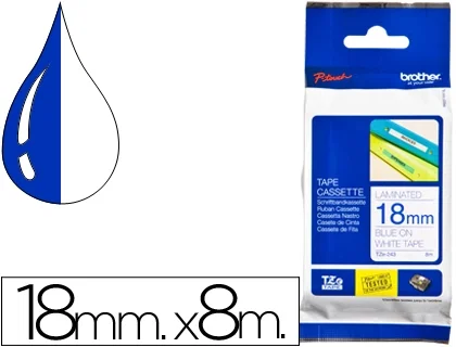 Brother TZe-243 Cinta Laminada 18mm Azul sobre Blanco Brother TZe-243 Cinta Laminada 18mm Azul sobre Blanco