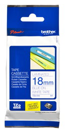 BROTHER Cinta laminada blanco/azul 18mm