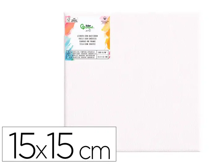 Liderpapel Bastidor de Lienzo 15x15 cm 280g/m2 de Algodón 100% Liderpapel Bastidor de Lienzo 15x15 cm 280g/m2 de Algodón 100%