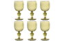 DKD Home Decor Set de 6 Copas de Cristal Verde con Relieve de Hoja de 340ml