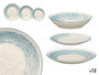 Vessia Vajilla de Cerámica (Porcelana) 12 Piezas, Acabado Patinado en Azul y Blanco, Dimensiones 27x15x27 cm (Set de 2)