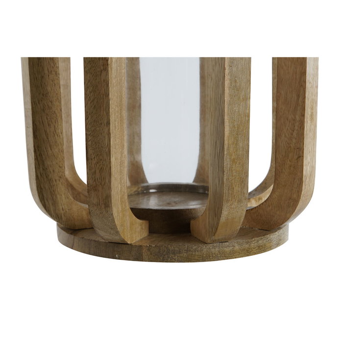 DKD Home Decor Portavelas Mango y Cristal Natural 25x25x35 cm