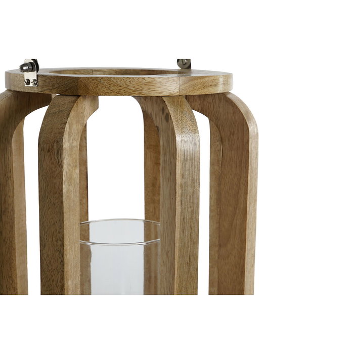 DKD Home Decor Portavelas Mango y Cristal Natural 25x25x35 cm