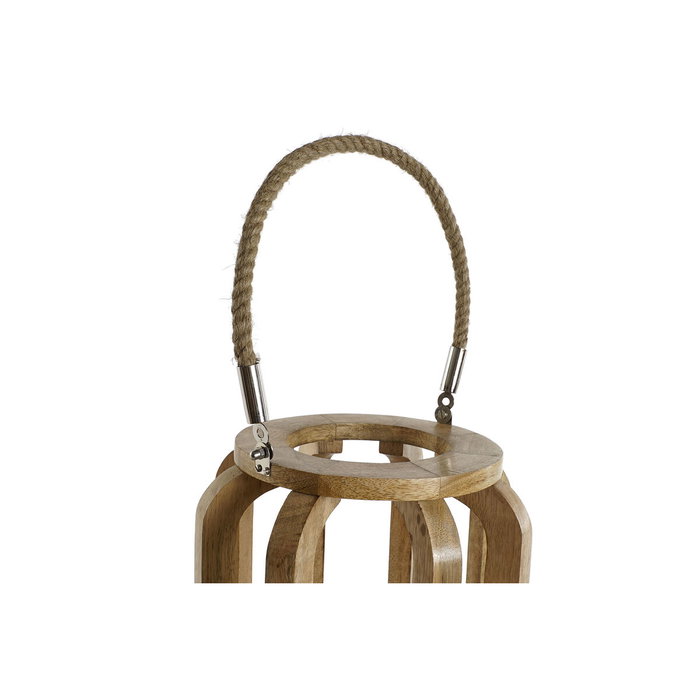 DKD Home Decor Portavelas Mango y Cristal Natural 25x25x35 cm