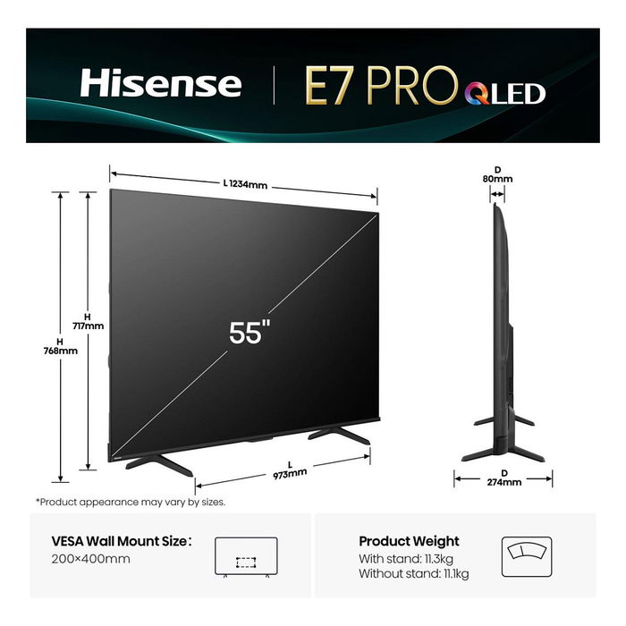 Hisense 55E77Q PRO Smart TV 4K QLED 55" (139cm) Negro