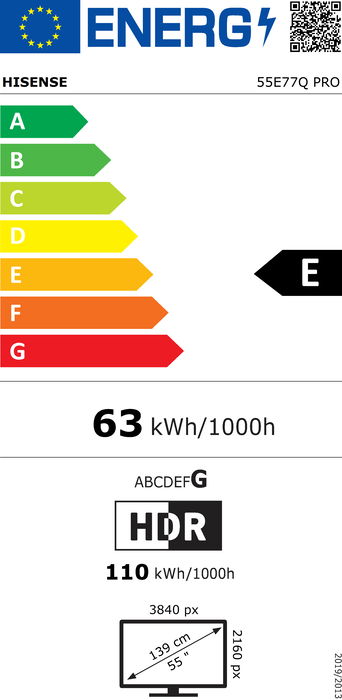 Hisense 55E77Q PRO Smart TV 4K QLED 55" (139cm) Negro