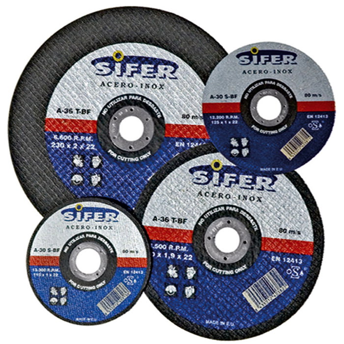 SIFER Disco de corte acero inox 125x1,0x22 A60T-BF SIFER Disco de corte acero inox 125x1,0x22 A60T-BF