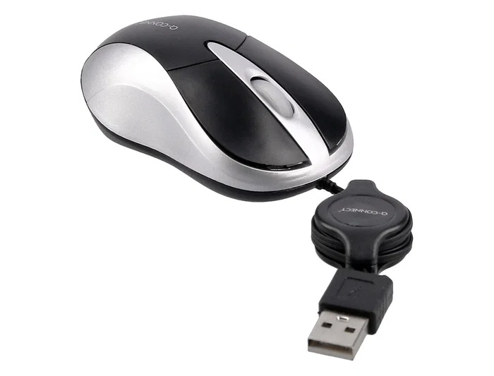 Q-connect Ratón Óptico Mini 800 DPI USB Retráctil 1,5 Ghz Negro