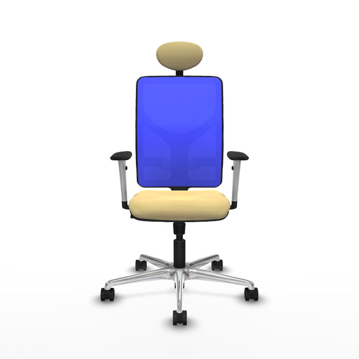 PIQUERAS Y CRESPO Silla de oficina Motilla con mecanismo Sincro, Crema y Azul
