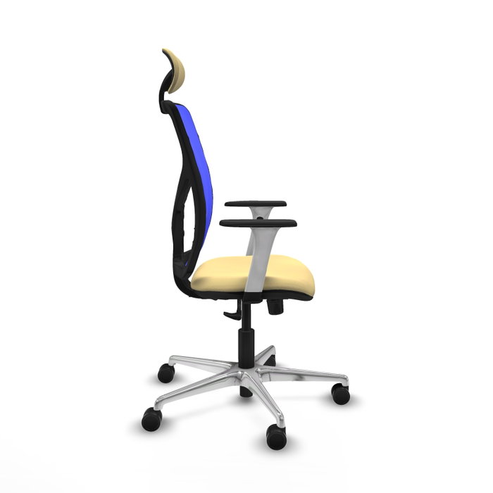 PIQUERAS Y CRESPO Silla de oficina Motilla con mecanismo Sincro, Crema y Azul
