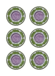 Hermia PRC0012 Platillos de Cerámica Lila Juego de 6 Piezas 13x13x2cm
