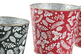 DKD Home Decor Caja Navidad Tradicional Metal Verde Rojo 21 x 19 x 21 cm (2 Unidades)