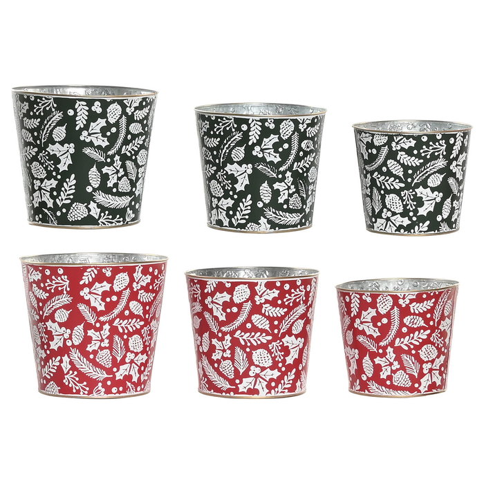 DKD Home Decor Set de 2 Cajas Metálicas Surtidas Verde y Rojo