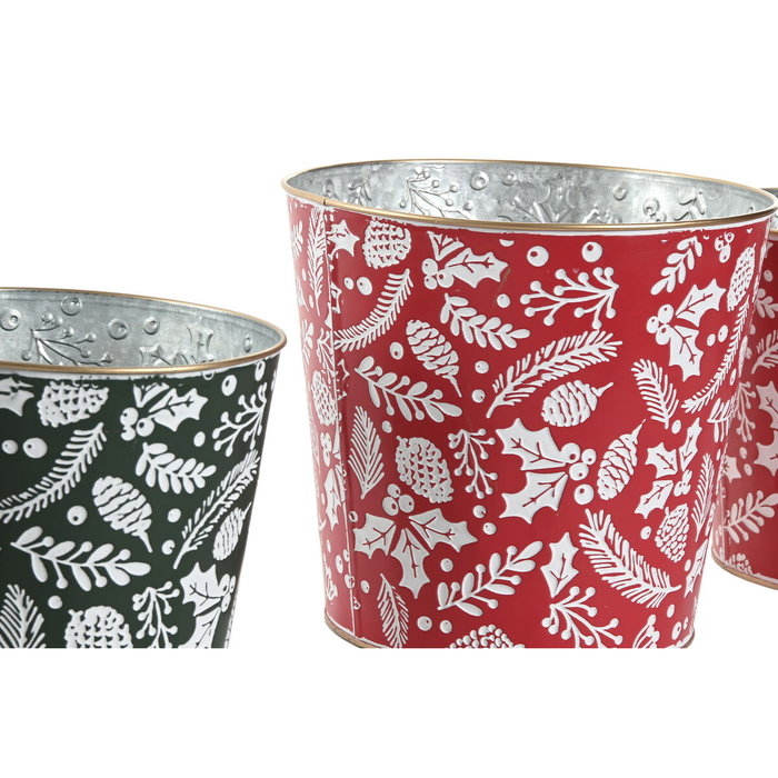 DKD Home Decor Set de 2 Cajas Metálicas Surtidas Verde y Rojo