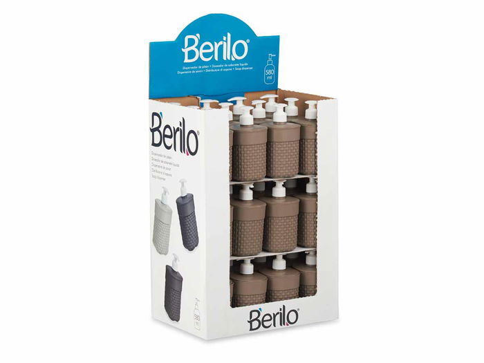 Berilo Dosificador Baño Plástico Marrón 580ml 9x16.5x9cm (Set de 36)