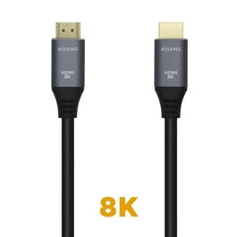 Aisens Cable HDMI V2.1 Premium Alta Velocidad HEC 8K@60Hz 48Gbps Macho-Macho 2m Gris-Negro