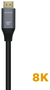 Aisens Cable HDMI V2.1 Ultra Alta Velocidad 8K@60Hz 48Gbps 2m Gris/Negro