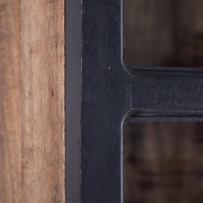 Vitrina Negro-Natural Madera de Mango 115 X 40 X 194 cm Vitrina Negro-Natural Madera de Mango 115 X 40 X 194 cm