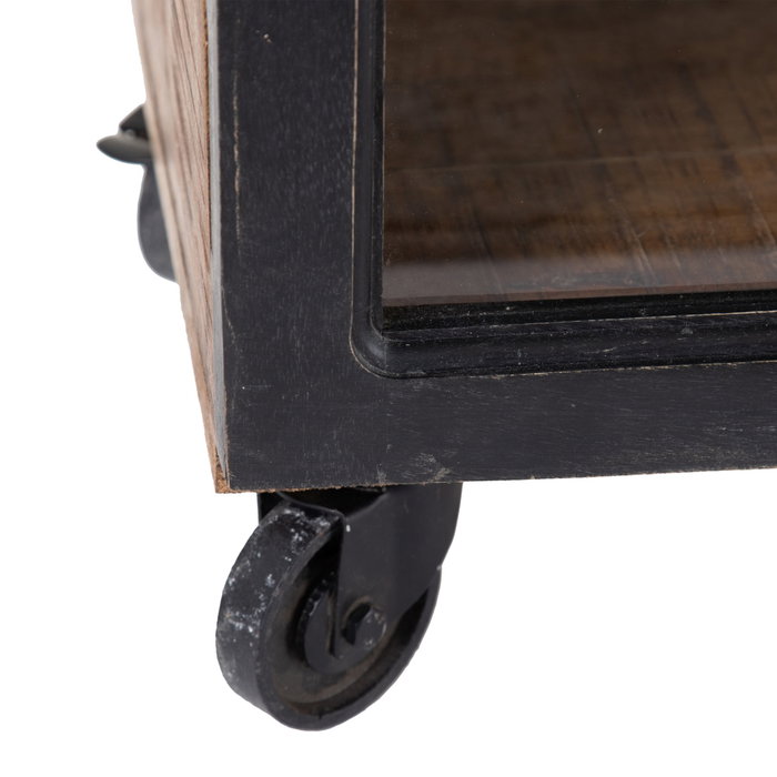 Vitrina Negro-Natural Madera de Mango 115 X 40 X 194 cm Vitrina Negro-Natural Madera de Mango 115 X 40 X 194 cm