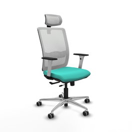 PIQUERAS Y CRESPO Silla de oficina Haches con mecanismo Sincro/Traslack, Turquesa y Blanco