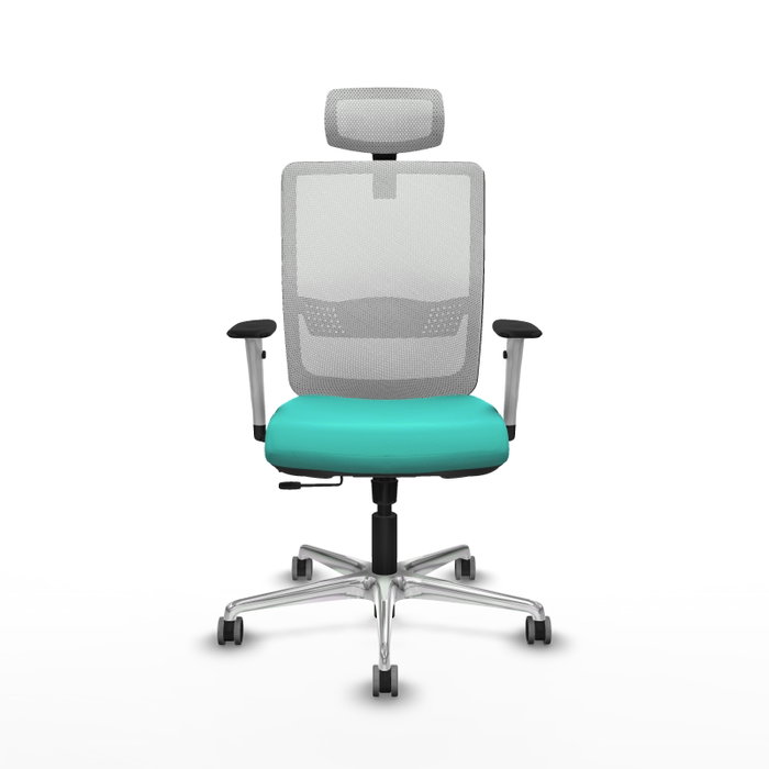 PIQUERAS Y CRESPO Silla de oficina Haches con mecanismo Sincro/Traslack, Turquesa y Blanco