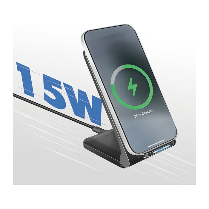 LogiLink Wireless Quick Charging Stand 15 W, bobina doble, negro