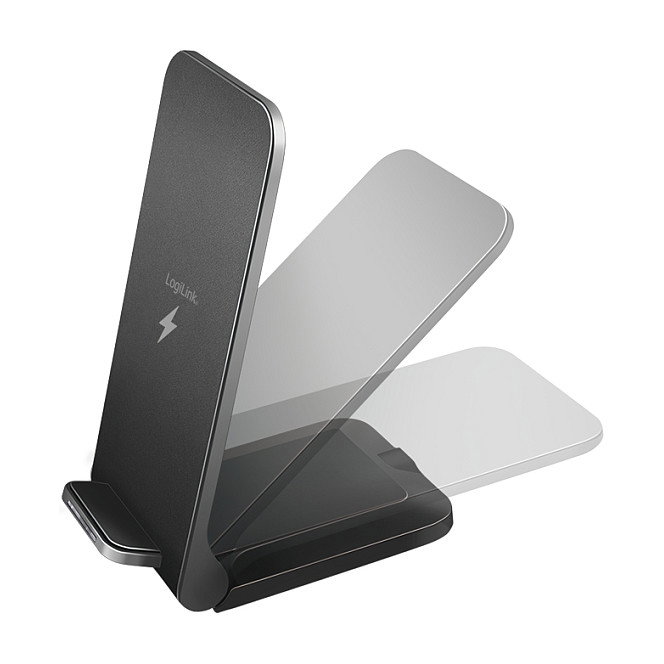 LogiLink Wireless Quick Charging Stand 15 W, bobina doble, negro