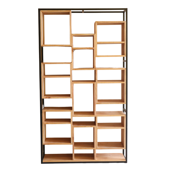 DKD Home Decor Estantería de Teca y Metal Natural 110x27x195