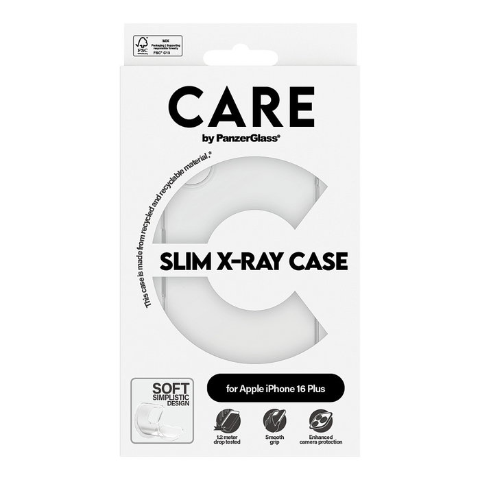 PanzerGlass CARE™ X-Ray Case para iPhone 16 Plus, Transparente