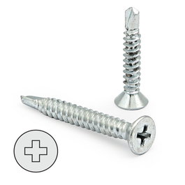 DUVER DIN 7504-P Tornillo Broca Rosca Chapa Cabeza Plana Zincado Ø Rosca Chapa 3.5Mm Largo 11Mm (Set 1000 Unidades)