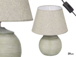Giftdecor Lámpara Rayas Verde 39 cm Cerámica y Tela E27 - IP20 (Set de 4)