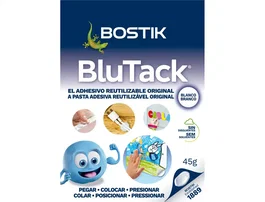 Bostik - Masilla adhesiva reutilizable Blu Tack, 45 gramos, para colocar pósteres, fotos y decoración, color blanco