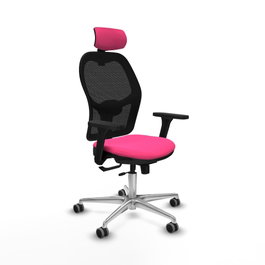 PIQUERAS Y CRESPO Silla de oficina Jorquera con mecanismo Sincro/Traslack, Rosa y Negro