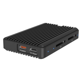 ICY BOX IB-CR602M-C31 Caja Externa SSD M.2 NVMe/SATA con Lector de Tarjetas SD 4.0, USB 3.2 Gen 2 Tipo-C+A 10 Gbit/s, Aluminio Negro