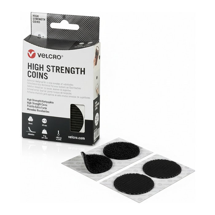 Velcro Monedas adhesivas de cierre ultrafuerte negras ø45 mm, 6 pares
