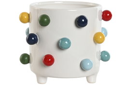 DKD Home Decor Macetero Urban Bolas Dolomite Blanco Multicolor 17 x 17 x 14 cm