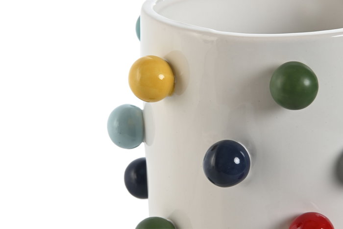 DKD Home Decor Macetero Urban Bolas Blanco Multicolor (4 Unidades)