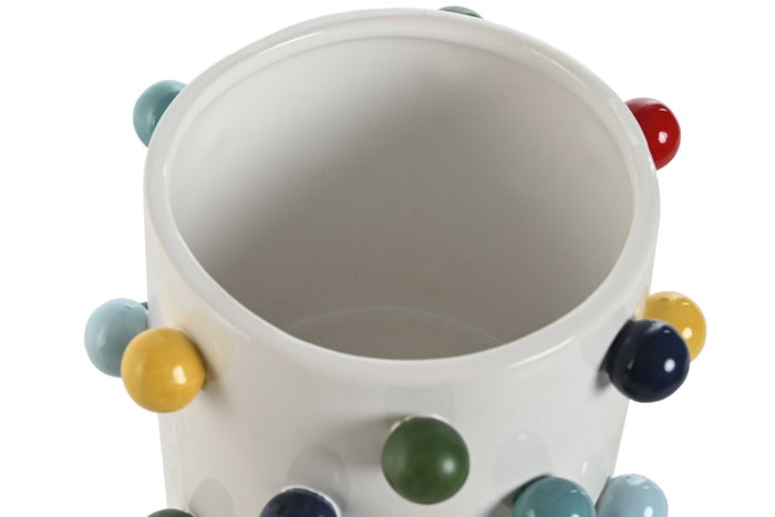 DKD Home Decor Macetero Urban Bolas Dolomite Blanco Multicolor 17 x 17 x 14 cm