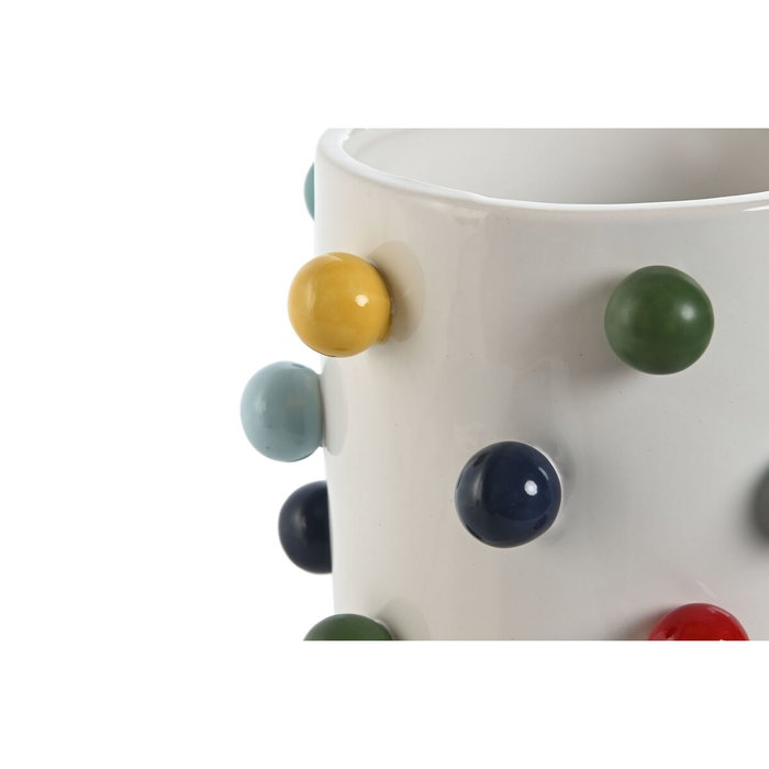 DKD Home Decor Macetero Urban Bolas Blanco Multicolor (4 Unidades)