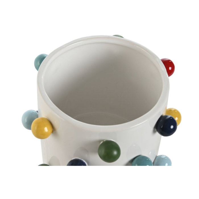 DKD Home Decor Macetero Urban Bolas Blanco Multicolor (4 Unidades)