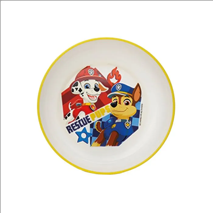 Thermobaby Set de Comida 5 Piezas Paw Patrol - Plato, Tazón, Taza, Cuchara y Tenedor - Amarillo