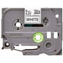 Brother TZeS-211 Cinta Laminada Super Adhesiva Blanco/Negro 6mm x 8m