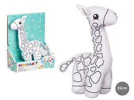 Pincello Peluche Colorear Jirafa Pincello 17 x 22 x 9 cm Tela Blanco Negro (Set de 8)